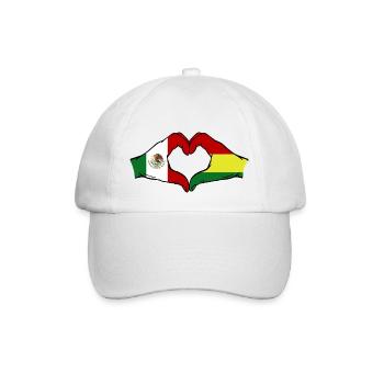 Mexiko Bolivien Flagge Hände Herzform - Baseballkappe - Weiß/Weiß - Vorne