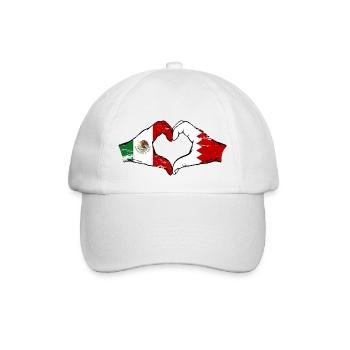 Mexico Bahrain Flag Hands Heart Shape Used Used - Baseball Cap - white/white - Front
