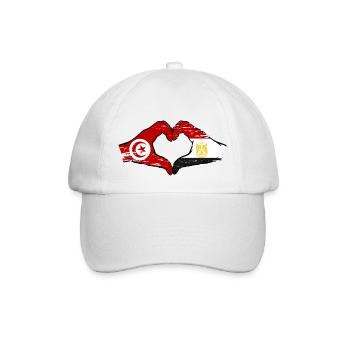 Tunisia Egypt flag hands heart shape used - Baseball Cap - white/white - Front