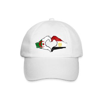 Algeria Egypt Flag Hands Heart Shape Used - Baseball Cap - white/white - Front