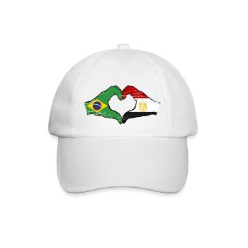 Brazil Egypt flag hands heart shape used - Baseball Cap - white/white - Front