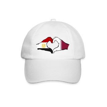 Egypt Qatar Flag Hands Heart Shape - Baseball Cap - white/white - Front