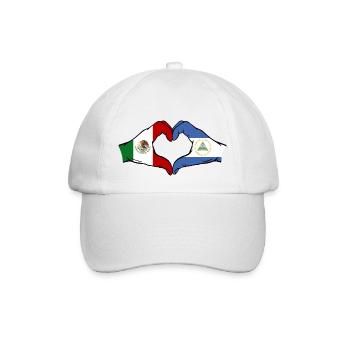 Mexico Nicaragua Flag Hands Heart Shape - Baseball Cap - white/white - Front