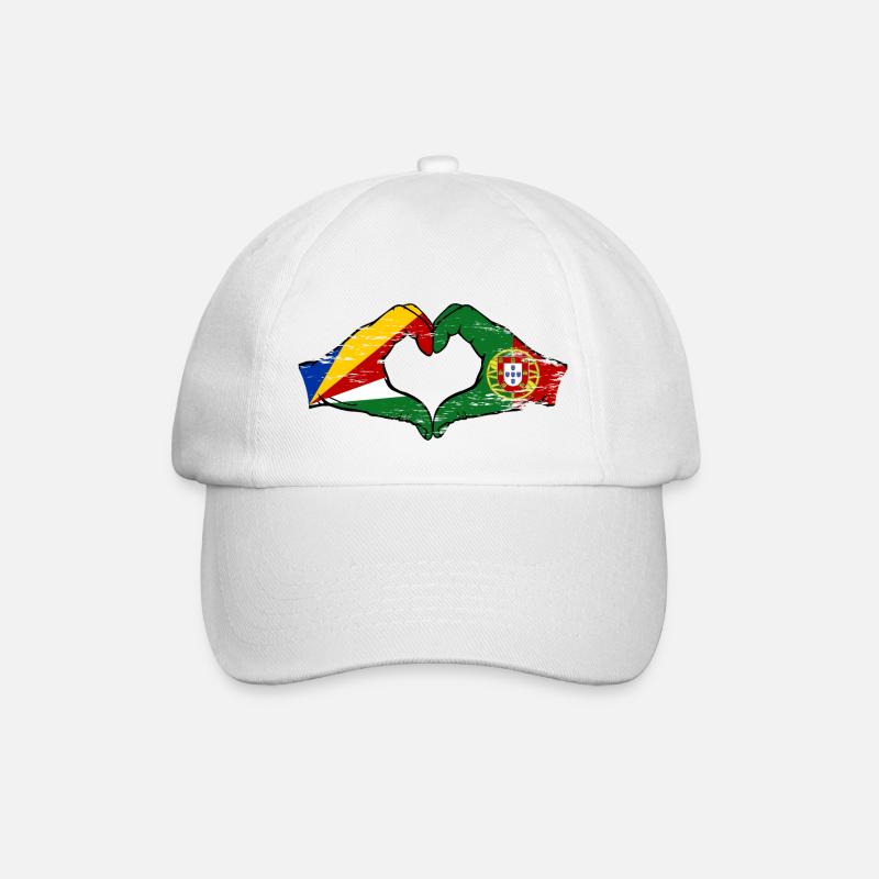 Seychelles Portugal Drapeau Mains Coeur Forme Utilisé - Casquette classique - blanc/blanc