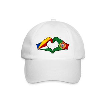 Seychellen Portugal Flagge Hände Herzform - Baseballkappe - Weiß/Weiß - Vorne