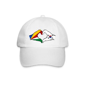 Seychellen Südkorea Flagge Hände Herzform - Baseballkappe - Weiß/Weiß - Vorne