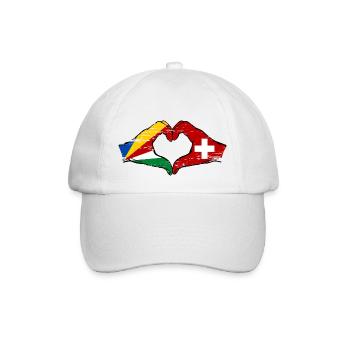 Seychelles Suisse Drapeau Mains Coeur Forme Utilisé - Casquette classique - blanc/blanc - Devant