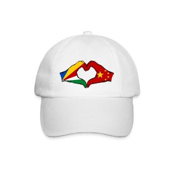 Seychelles China Flag Hands Heart Shape - Baseball Cap - white/white - Front