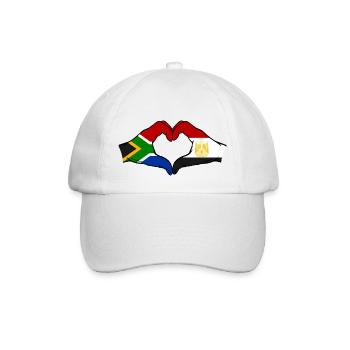 South Africa Egypt Flag Hands Heart Shape - Baseball Cap - white/white - Front