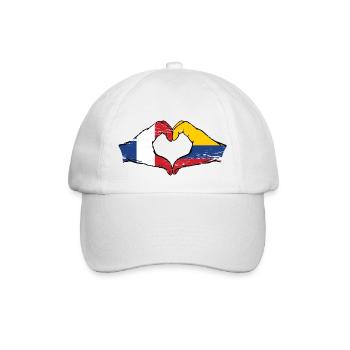 France Colombia Flag Hands Heart Shape Used - Baseball Cap - white/white - Front