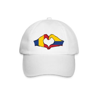 Romania Colombia Flag Hands Heart Shape - Baseball Cap - white/white - Front