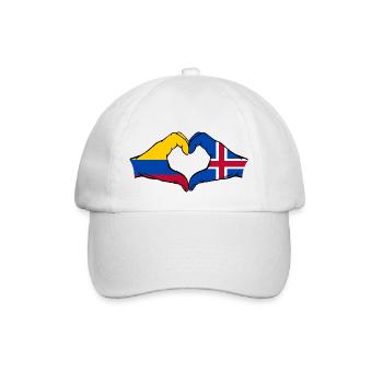 Colombia Iceland Flag Hands Heart Shape - Baseball Cap - white/white - Front