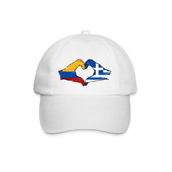 Kolumbien Griechenland Flagge Hände Herzform used - Baseballkappe - Weiß/Weiß - Vorne