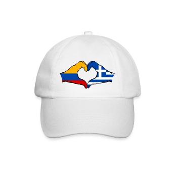 Colombia Greece Flag Hands Heart Shape - Baseball Cap - white/white - Front