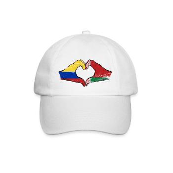 Kolumbien Belarus Flagge Hände Herzform used - Baseballkappe - Weiß/Weiß - Vorne