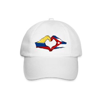 Colombia Cuba Flag Hands Heart Shape Used - Baseball Cap - white/white - Front
