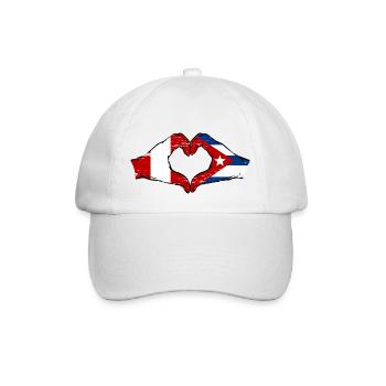 Peru Cuba flag hands heart shape used - Baseball Cap - white/white - Front