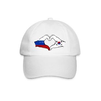 Russie Corée du Sud drapeau mains forme coeur utilisé - Casquette classique - blanc/blanc - Devant