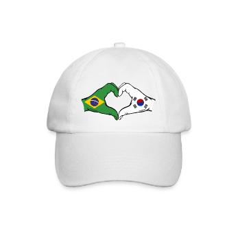 Brazil South Korea Flag Hands Heart Shape - Baseball Cap - white/white - Front