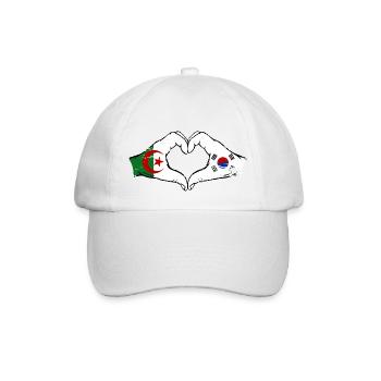 Algerien Südkorea Flagge Hände Herzform used - Baseballkappe - Weiß/Weiß - Vorne