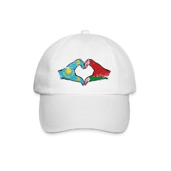 Kazakhstan Belarus flag hands heart shape used - Baseball Cap - white/white - Front