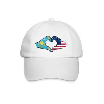 Kazakhstan États-Unis drapeau mains forme de coeur utilisé - Casquette classique - blanc/blanc - Devant