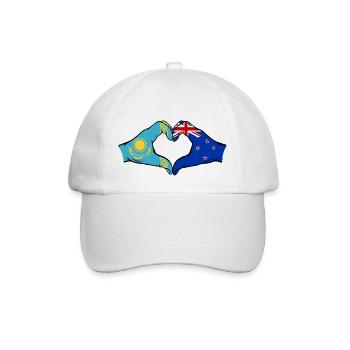 Kazakhstan New Zealand Flag Hands Heart Shape - Baseball Cap - white/white - Front