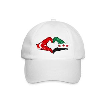 Türkei Syrien Flagge Hände Herzform used - Baseballkappe - Weiß/Weiß - Vorne