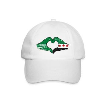 Saudi Arabia Syria Flag Hands Heart Shape Used - Baseball Cap - white/white - Front