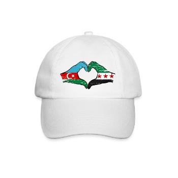Aserbaidschan Syrien Flagge Hände Herzform used - Baseballkappe - Weiß/Weiß - Vorne