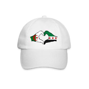Algerien Syrien Flagge Hände Herzform - Baseballkappe - Weiß/Weiß - Vorne