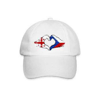 Georgien Tschechien Flagge Hände Herzform used - Baseballkappe - Weiß/Weiß - Vorne