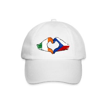 Irlande République tchèque drapeau mains coeur forme utilisé - Casquette classique - blanc/blanc - Devant