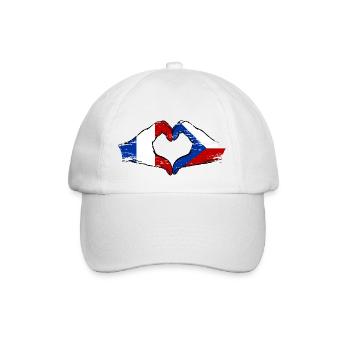 France République Tchèque Drapeau Mains Coeur Forme Utilisé - Casquette classique - blanc/blanc - Devant