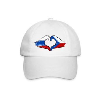 Russland Tschechien Flagge Hände Herzform used - Baseballkappe - Weiß/Weiß - Vorne