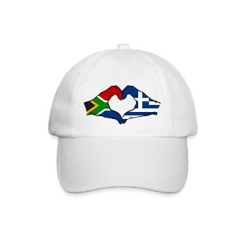 South Africa Greece Flag Hands Heart Shape - Baseball Cap - white/white - Front