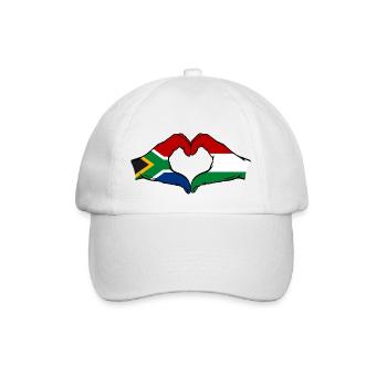 South Africa Hungary Flag Hands Heart Shape - Baseball Cap - white/white - Front