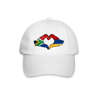 Südafrika Armenien Flagge Hände Herzform used - Baseballkappe - Weiß/Weiß - Vorne