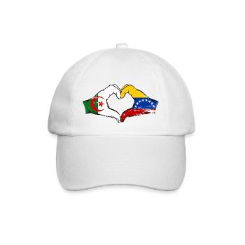 Algeria Venezuela Flag Hands Heart Shape Used - Baseball Cap - white/white - Front