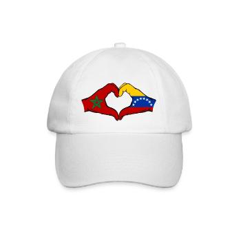 Morocco Venezuela Flag Hands Heart Shape - Baseball Cap - white/white - Front