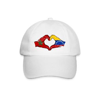 Morocco Venezuela flag hands heart shape used - Baseball Cap - white/white - Front