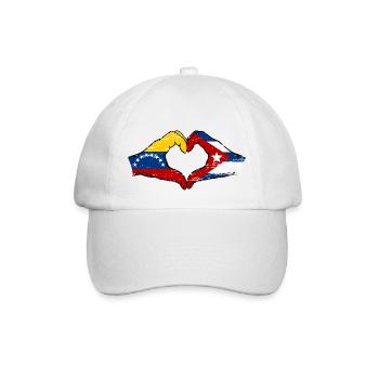 Venezuela Cuba Flag Hands Heart Shape Used - Baseball Cap - white/white - Front