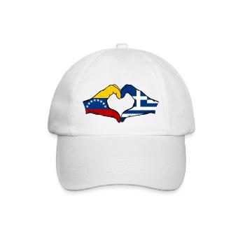 Venezuela Greece Flag Hands Heart Shape - Baseball Cap - white/white - Front