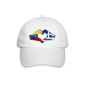 Venezuela Griechenland Flagge Hände Herzform used - Baseballkappe - Weiß/Weiß - Vorne