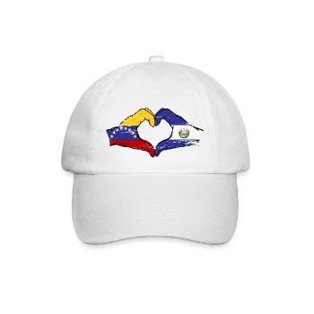 Venezuela El Salvador Flag Hands Heart Shape Used - Baseball Cap - white/white - Front
