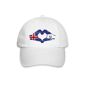 Islande El Salvador Drapeau Mains Coeur Forme Utilisé - Casquette classique - blanc/blanc - Devant