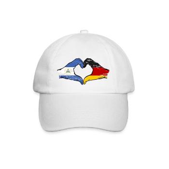 Nicaragua Germany Flag Hands Heart Shape Used - Baseball Cap - white/white - Front