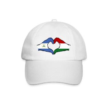 Nicaragua Hungary Flag Hands Heart Shape - Baseball Cap - white/white - Front
