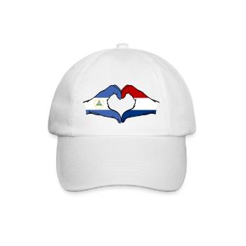 Nicaragua Holland Flag Hands Heart Shape - Baseball Cap - white/white - Front