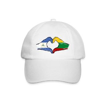 Nicaragua Lithuania flag hands heart shape used - Baseball Cap - white/white - Front